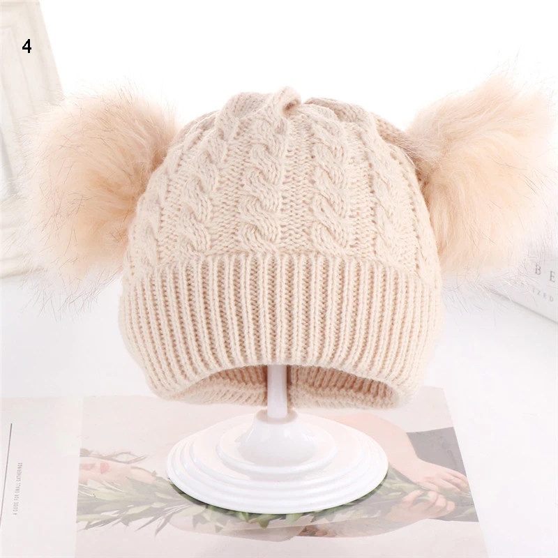 

Baby Winter Hat For Girls Boys Pom Poms Hat Children Knitted Beanies Thick Baby Hat Infant Toddler Warm Cap