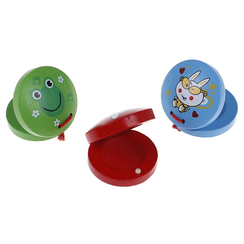 

New Cartoon Wooden Castanet Toy Children Musical Percussion Instrument Xmas Gift