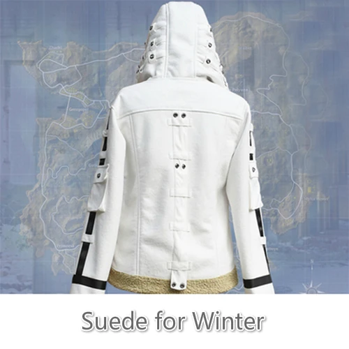 Suede Style White Игра PUBG Playerunknown's Battlegrounds костюмы для косплея для детей и взрослых пальто с капюшоном куртка черный белый Ghillie костюм одежда унисекс - Цвет: Suede Style White