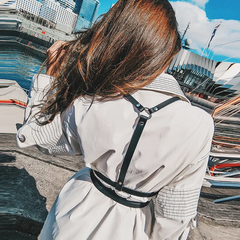 

Retro Punk Strap Girdle Sexy Women Handmade Belt Decorative Shirt Dress PU leather Smooth Buckle Vest Harness Belt For Women