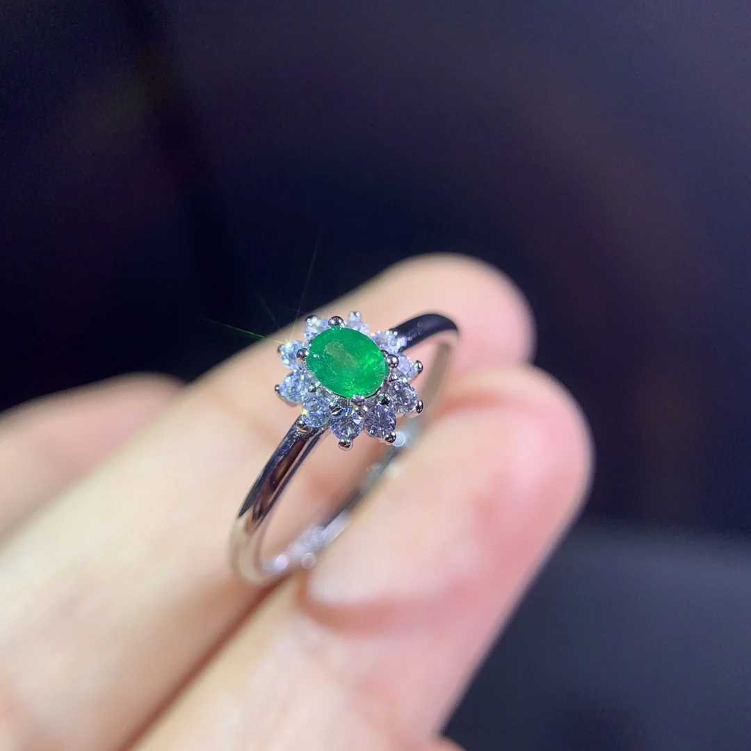 

SHILOVEM 925 sterling silver Natural Emerald rings classic fine Jewelry women wedding plant wholesale new 3*4mm dj03045521agml