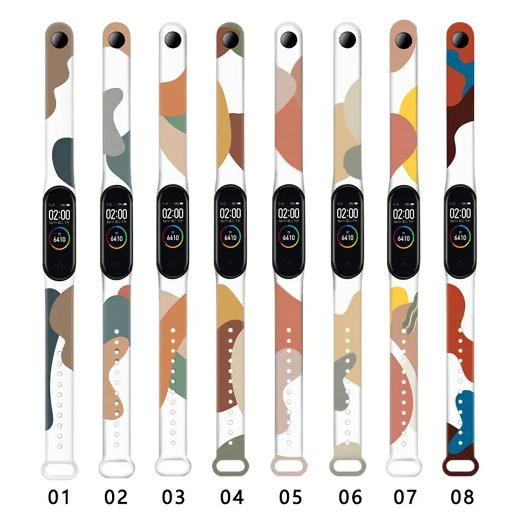 

Ремешок силиконовый с принтом для Mi Band 6 5 4 3, сменный Браслет для наручных часов Xiaomiband, умный спортивный фитнес-браслет