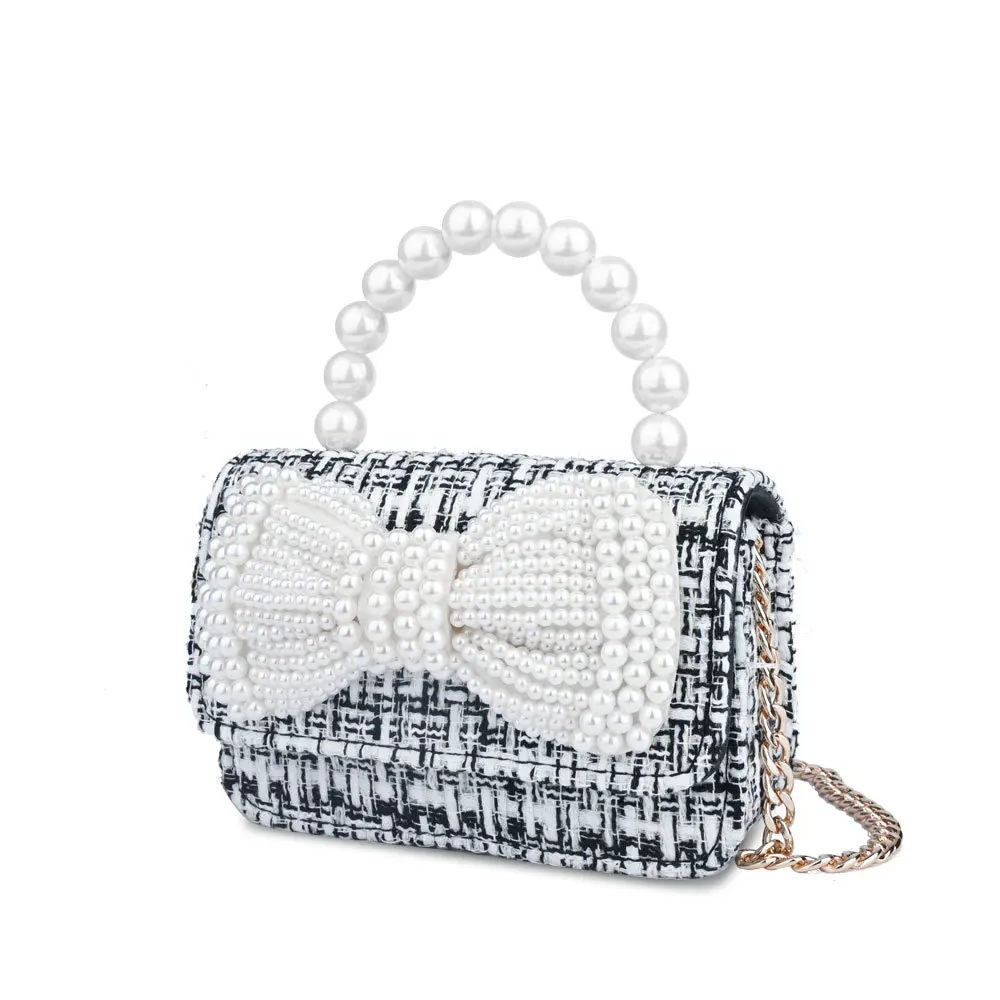

Free shipping ladies bags 2020 autumn and winter new popular pearl bow handbag