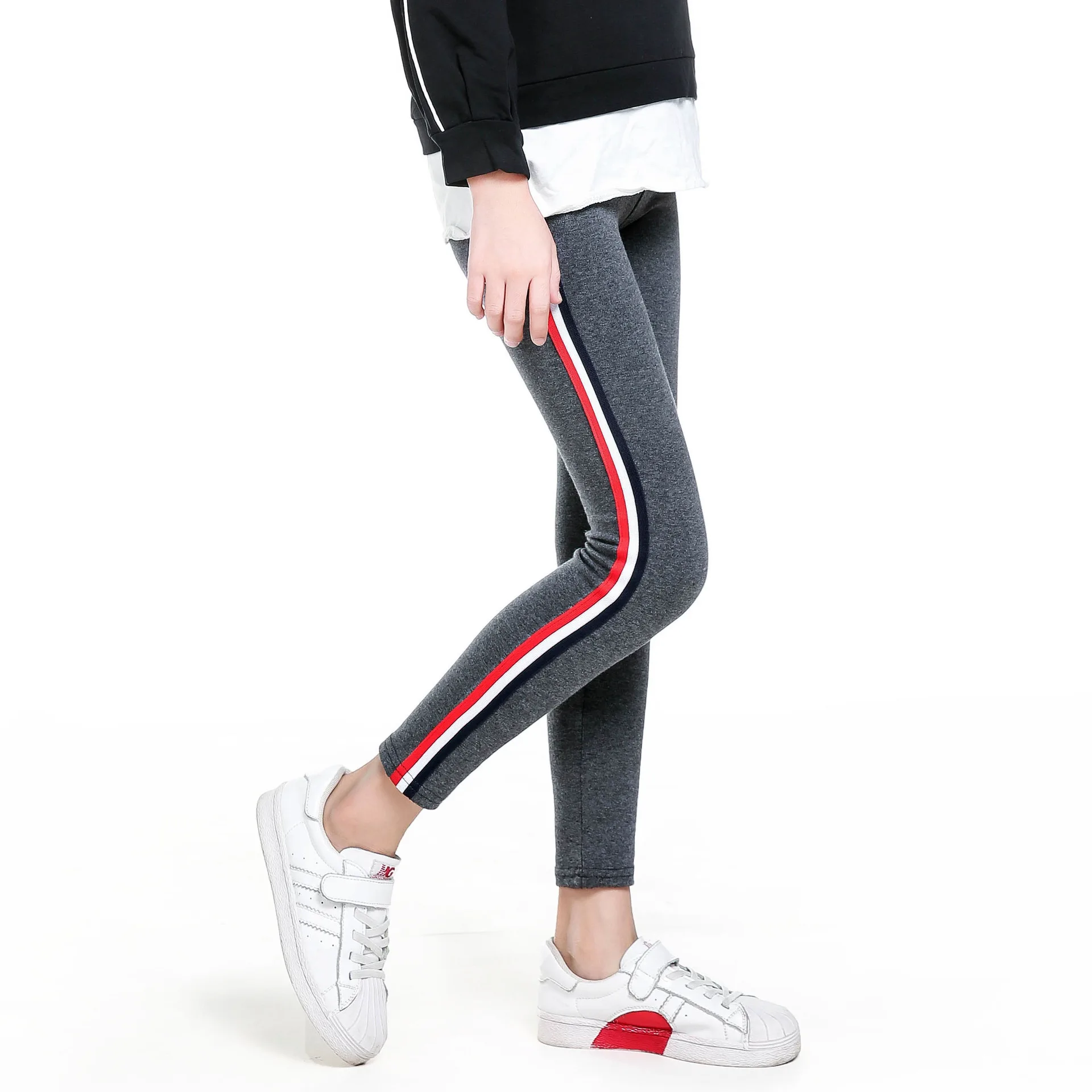 Брюки для девочек эластичные хлопковые леггинсы на весну и осень брюки с