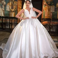 princess ball gown wedding dresses for women 2022 lace beaded v neck bridal gowns bride dream vestido de novia