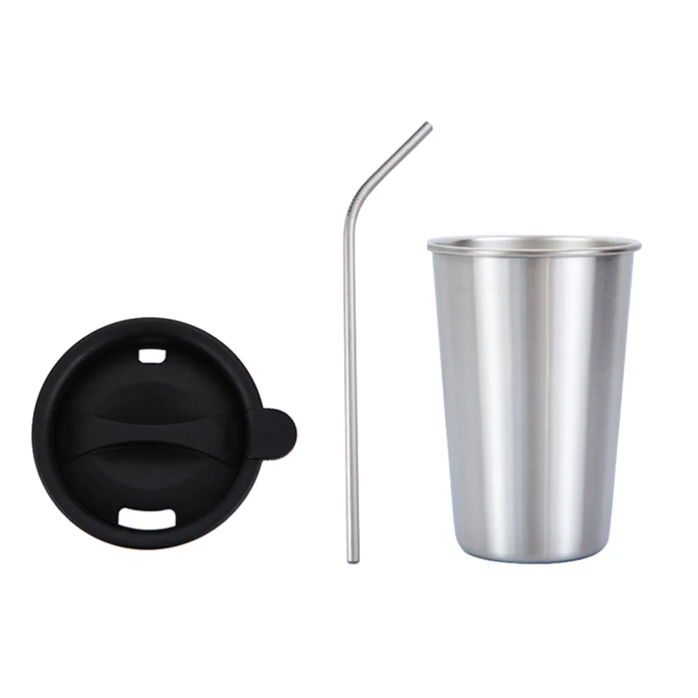 Простой современный 500 мл классический стакан с соломинкой и откидной крышкой