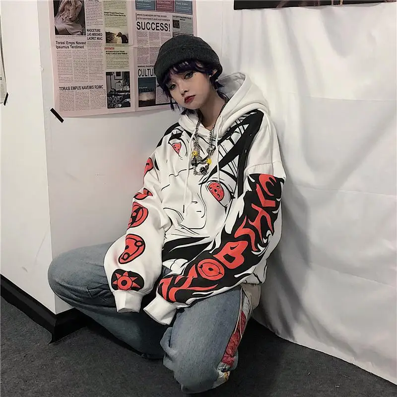 

Autumn and winter thicken naruto write round-eye hooded hoodie male student fashion matching clothes demon slayer hoodies men