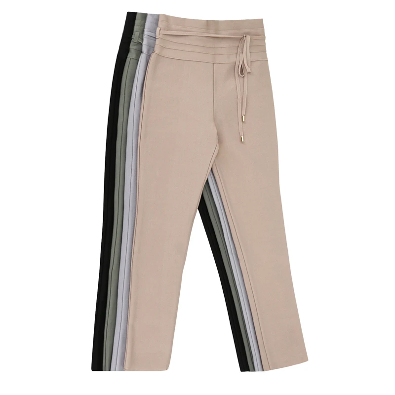 2019 новые узкие брюки Для женщин сексуальные Высокая талия ремень эластичные