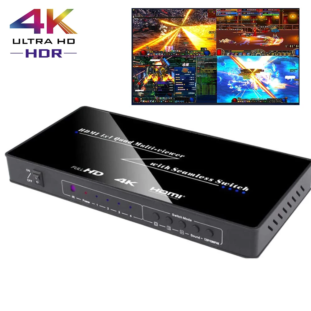 4X1 HDMI мультипросмотр четырехэкранный в режиме реального времени с функцией
