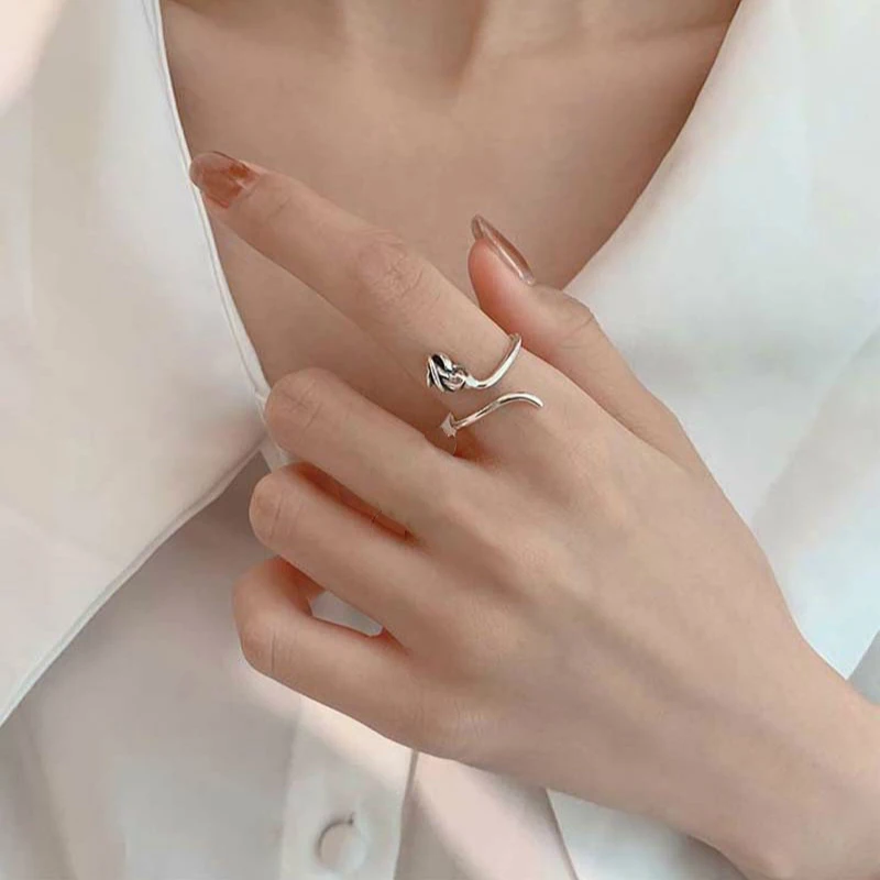 Ретро стиль серебряный цвет цветок кольца тибетское серебро простой