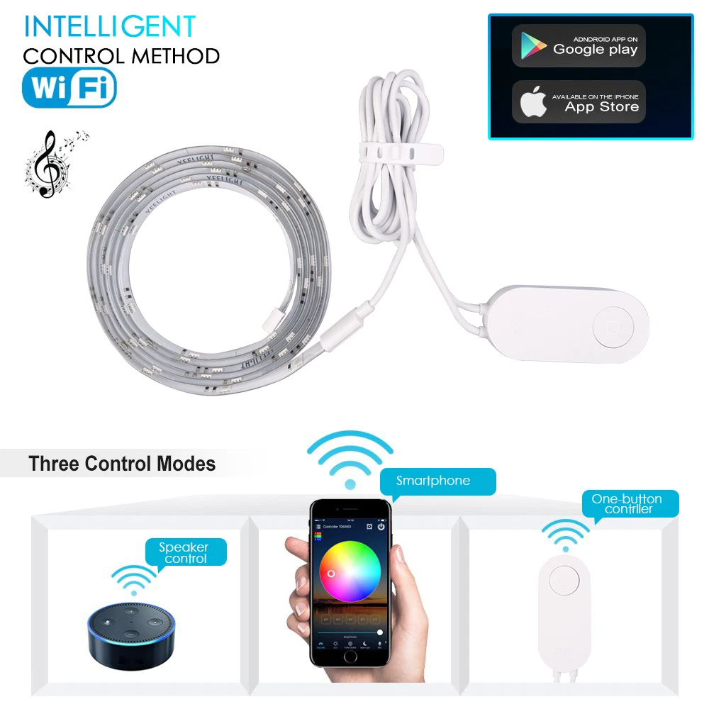 RGB умный светодиодный светильник-полоса DIY домашний декор mi Home APP WiFi Пульт дистанционного управления 2 м Xiao mi экологическая цепь продукт Yee светильник