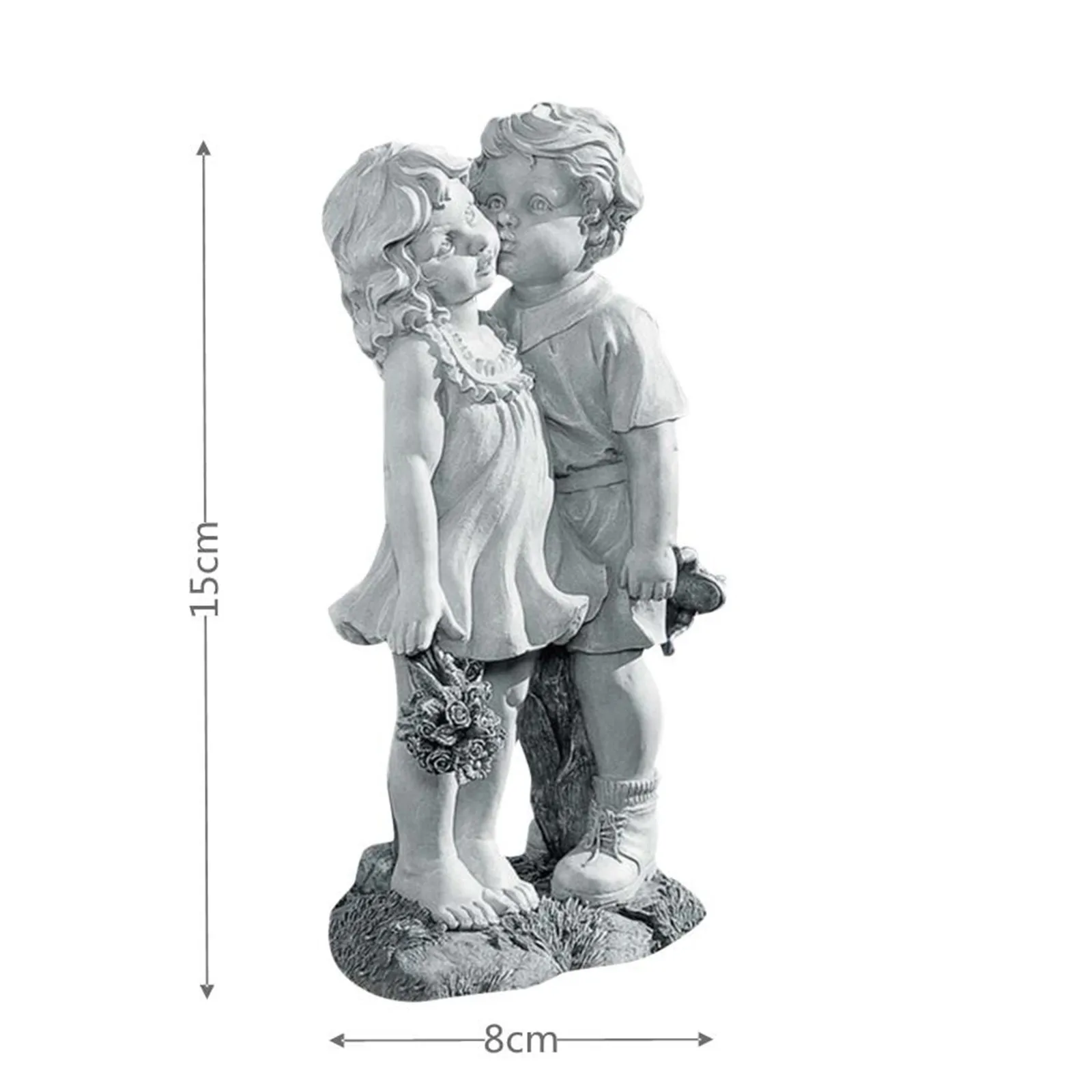 

Stone Effect Kissing Kids Garden Statue Outdoor Decor Boy Girl Ornament Bench Landscape Arts and Crafts