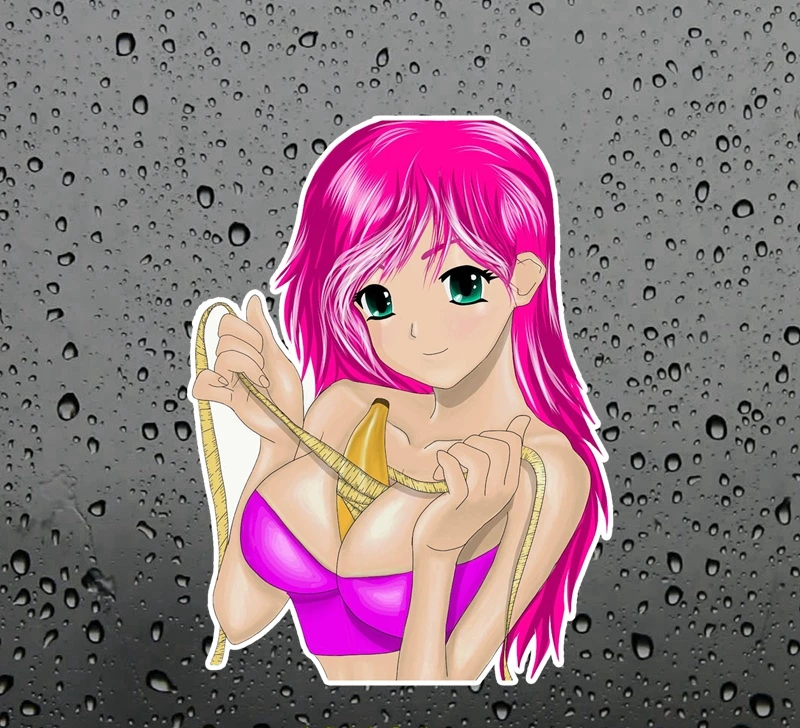 Горячая продажа сексуальной девушки с бананом на наклейке для автомобиля водонепроницаемая наклейка для чемодана, ноутбука, велосипедного шлема.