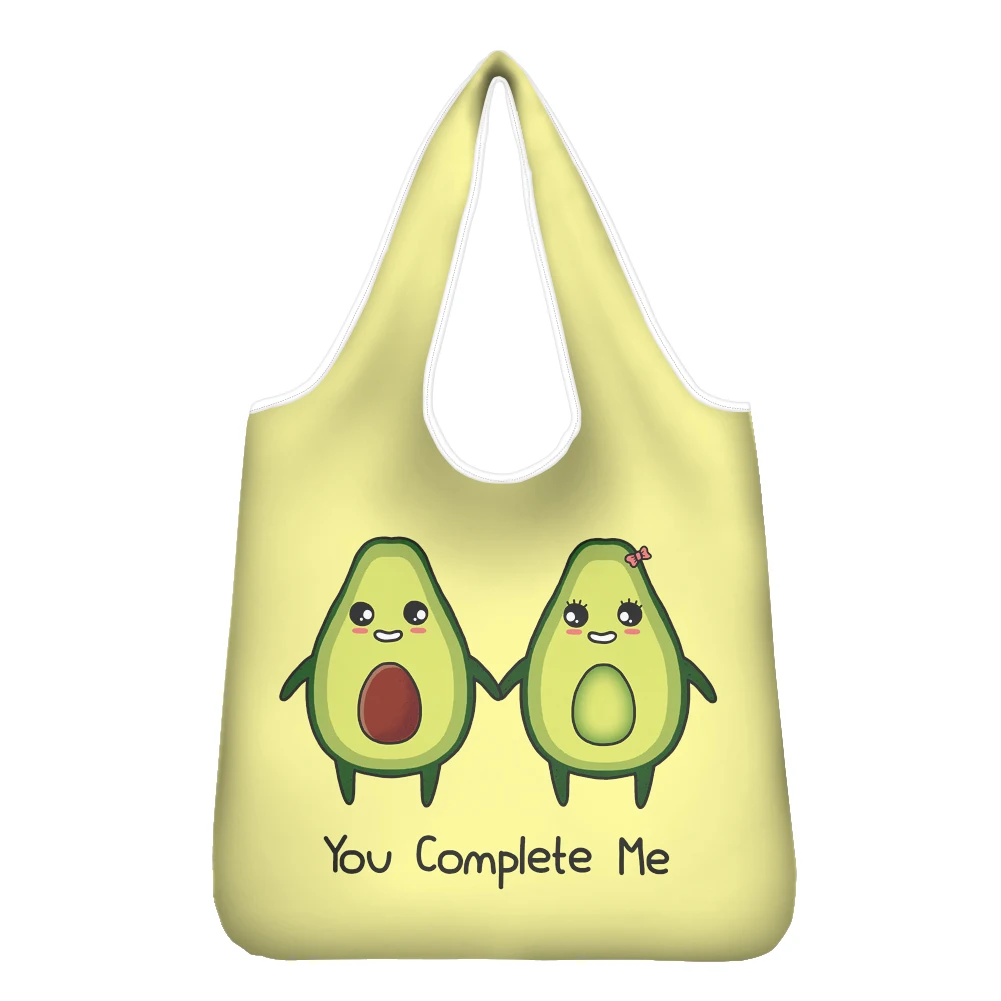 

Сумка-тоут женская складная многоразовая из полиэстера с принтом авокадо