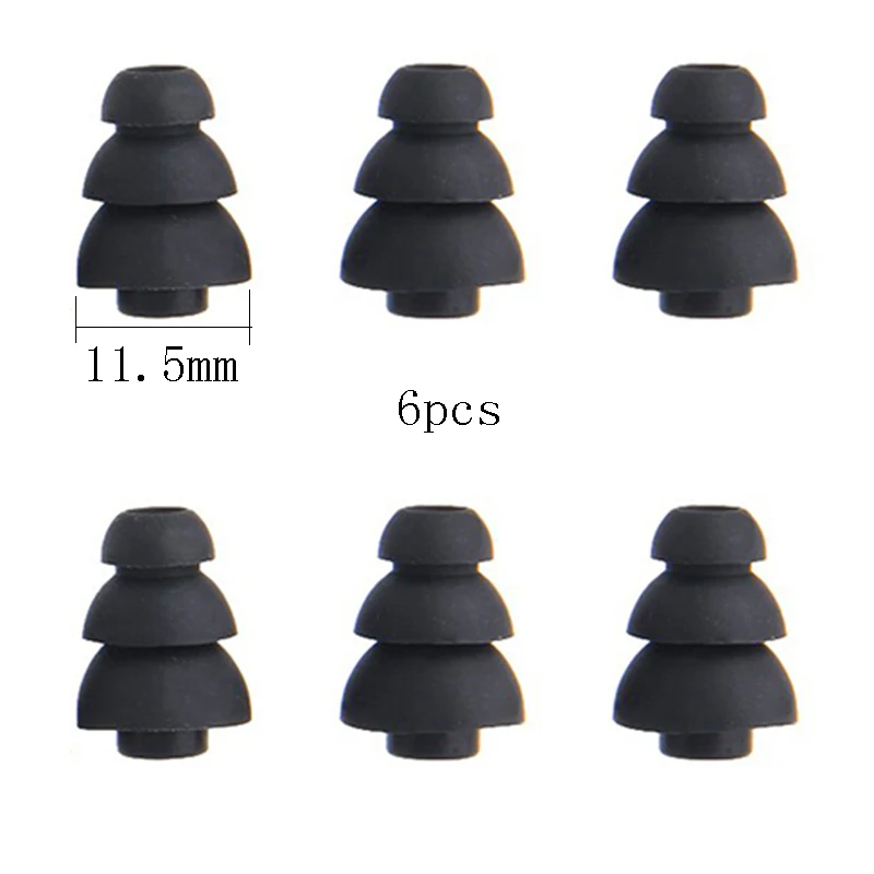 Small black Ivinxy, 6 шт., трехслойные силиконовые наушники-вкладыши, крышки, сменные вкладыши, вкладыши, наконечники, наушники, вкладыши, амбушюры, подушки - Цвет: Small black