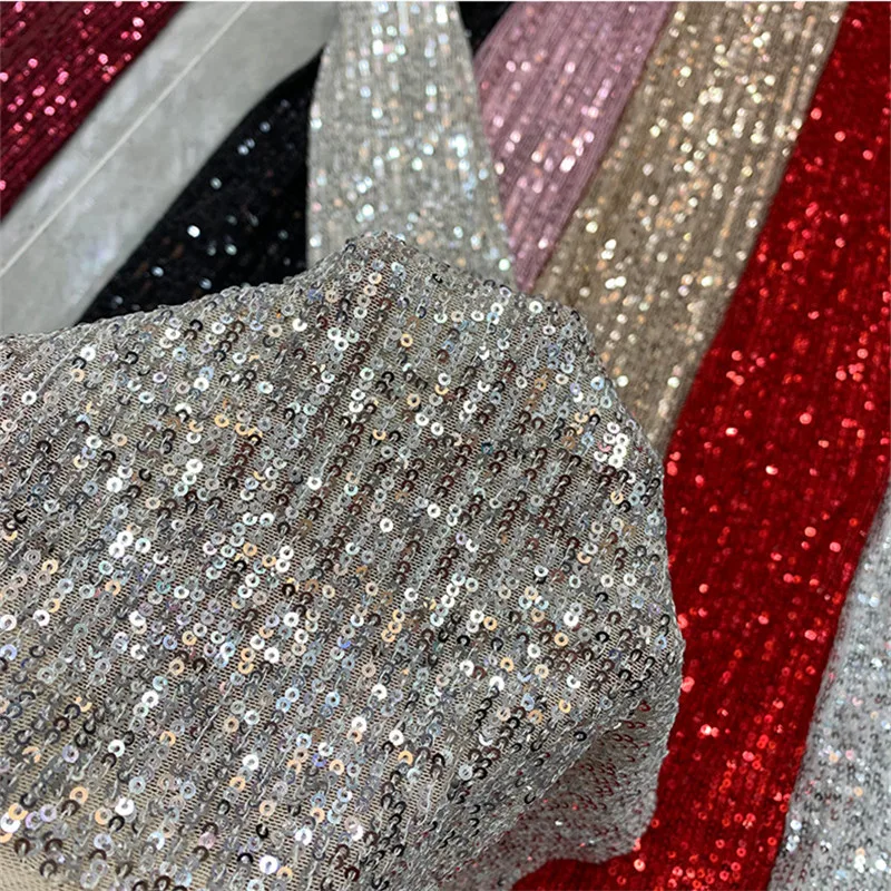 Кружевная эластичная сетчатая ткань с блестками Lace139 для женских платьев