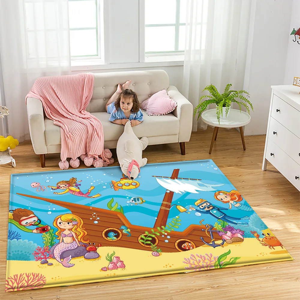 

Sea World Animal Pattern Kids play carpet children Rug baby nursery crawling flannel Children durable non-slip floor carpet