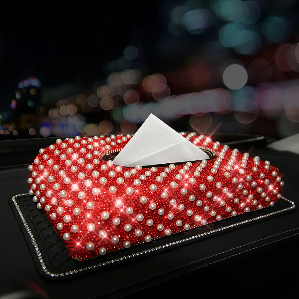 Модный женский чехол с жемчужинами и блестящими бриллиантами в белом красном