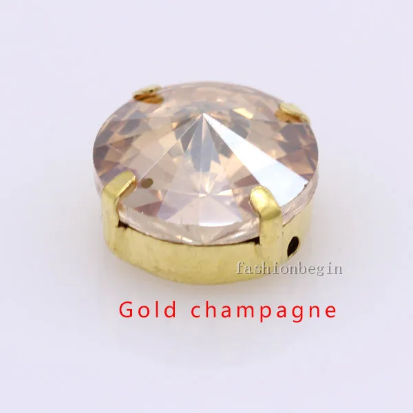 gold champagne Все размеры 25 цветов 6-25 мм круглые Rivoli Швейные стеклянные камни золотые коготь Пришивные хрустальные стразы для свадебного платья изготовление ювелирных изделий - Цвет: gold champagne