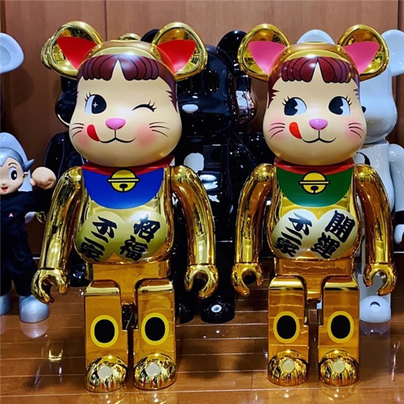 

Sudo Bearbrick 400% 28CM BearB Action Figures Cartoon Blocks Bear Dolls Lucky Cat Milkysugar
