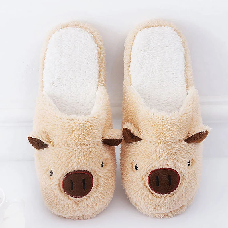 

Woman's slippers soft cotton indoor Female slippers house cute cartoon soft plush Couple slippers TPR sole non-slip outdoor