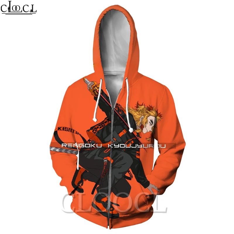 

HX Kimetsu No Yaiba The Movie: Mugen Train Rengoku Kyoujurou Men Women Zipper Hoodie 3D Print Unisex Harajuku Tops Drop Shipping
