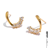 eetit 100 925 sterling silver cubic zirconia stud earrings geometric metal fashion earrings bijoux femme accessories gift 2021