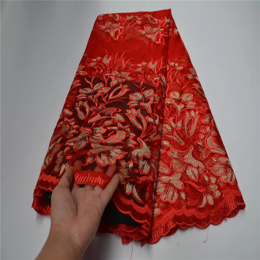 African Swiss Voile Lace Fabric 2020 High quality Stones with Embroidery Nigerian Net For Women French Mesh Red | Дом и сад