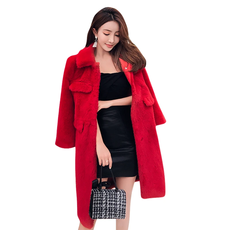 Зимняя новая куртка Женская норковая шуба Толстая теплая из меха кролика Рекс