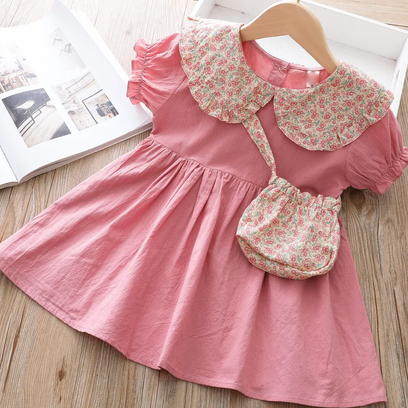 Платье для девочек с цветами Элегантное летнее платье на Рождество + сумка