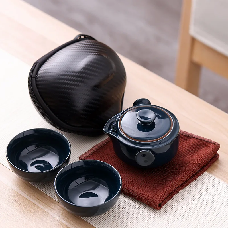 Portable Kungfu Tea Set Ceramic Teaset Simple Appearance Teaware Chinese Designer Travel One Teapot Two Cups Drinkware Gift Good | Дом и сад