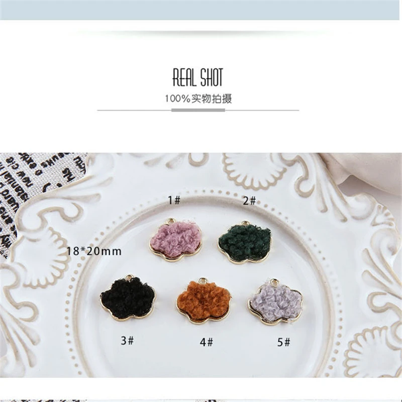 6 шт корейские милые красочные серьги из сплава с нижней опорой овечьей шерсти