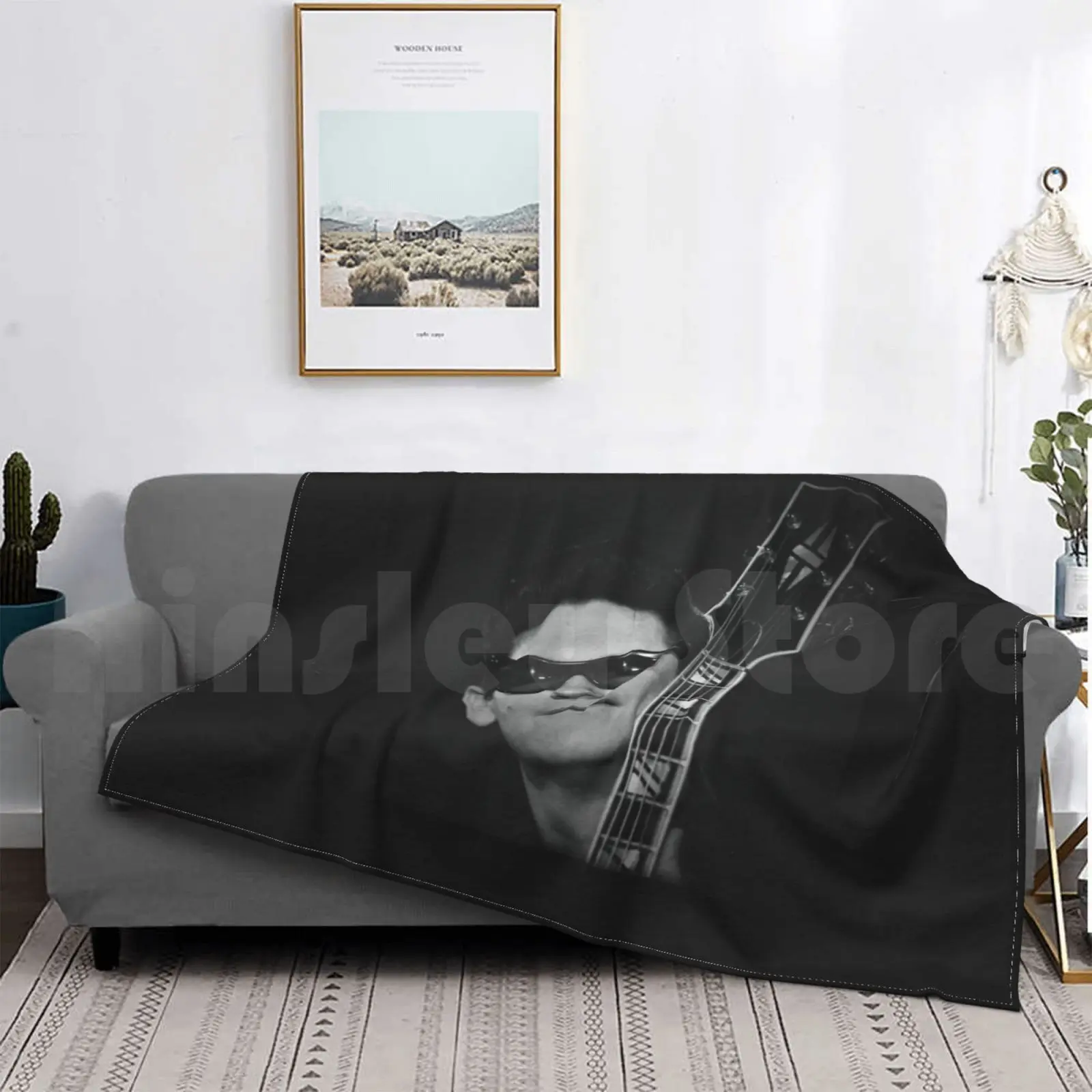 

Модное черно-белое одеяло Roy Orbison с портретом на заказ, 1965, для путешествий, уилбери, Джонни кэш, Элвис Пресли