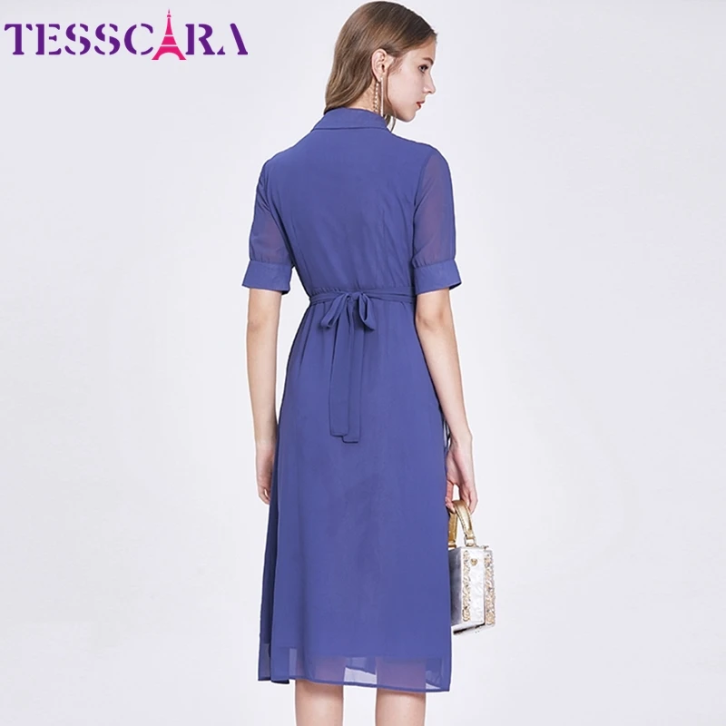 Женское летнее роскошное платье рубашка TESSCARA с оборками высококачественное