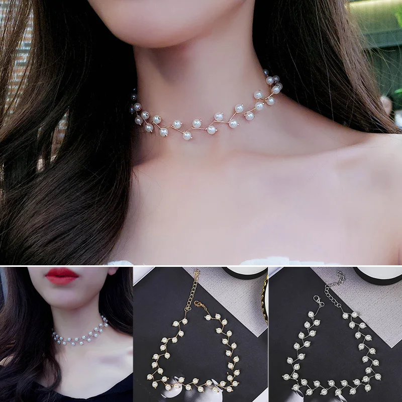 

Женское Ожерелье с жемчугом ожерелье до ключиц ожерелье для женщин девушек аксессуары в Корейском стиле ENDQ