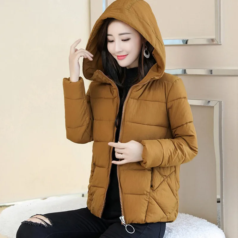 Женская пуховая куртка с капюшоном Повседневная утепленная хлопковая большого