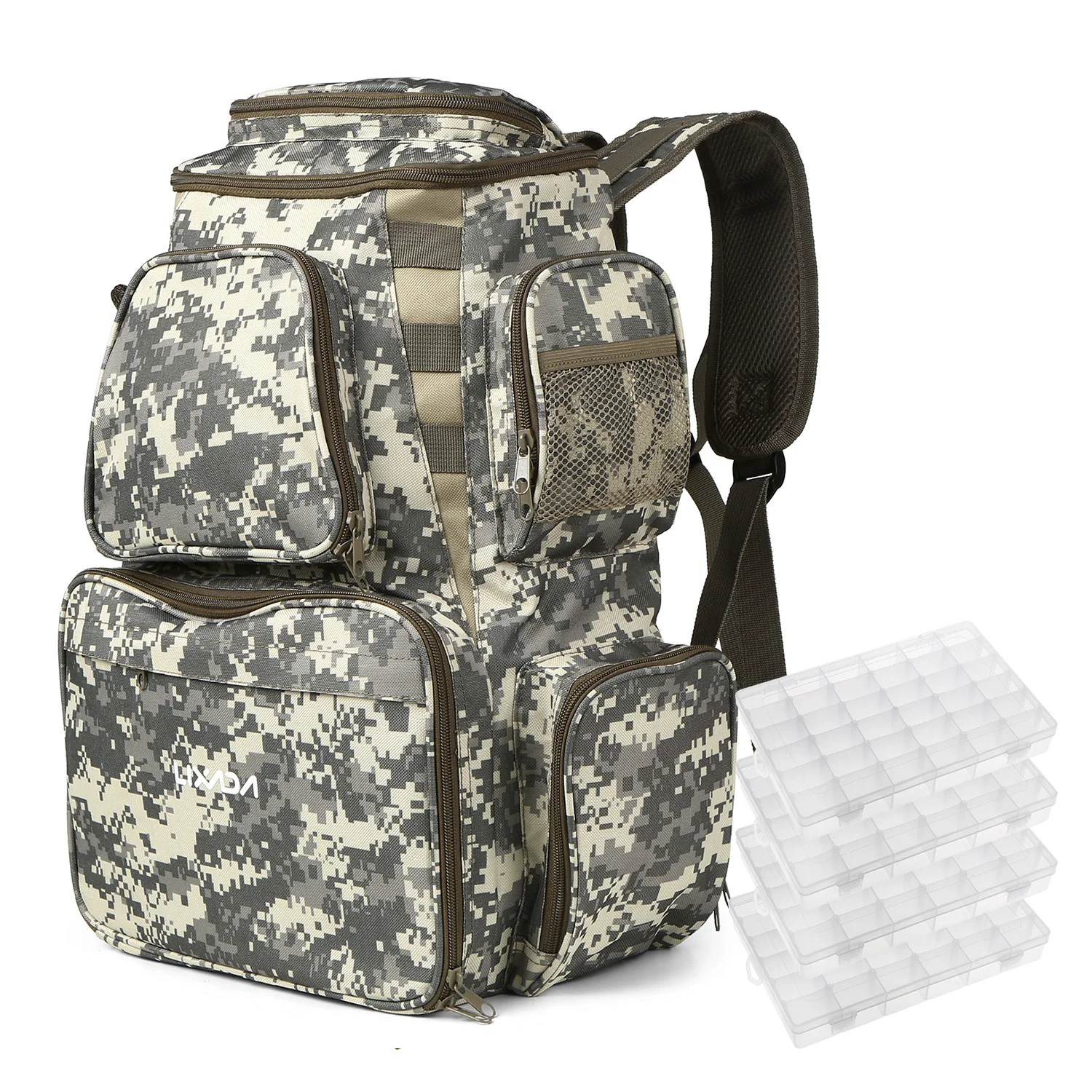 

Lixada Fishing Tackle Backpack Bag with 4 Fishing Tackle Boxes Water-resistant Fly Fishing Pack Outdoor Sports Camping Hiking