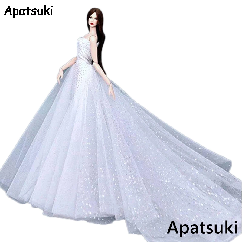 Белое модное Кукольное платье для куклы Барби одежда наряды большие вечерние