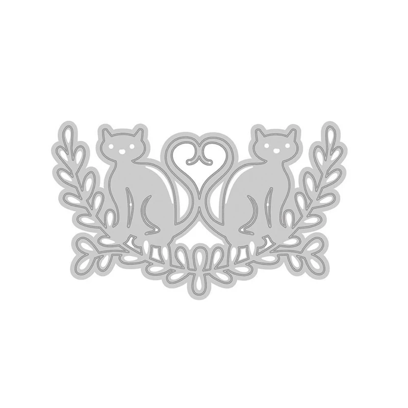 2 симпатичных маленького кота в форме цветочного венка металлические штампы