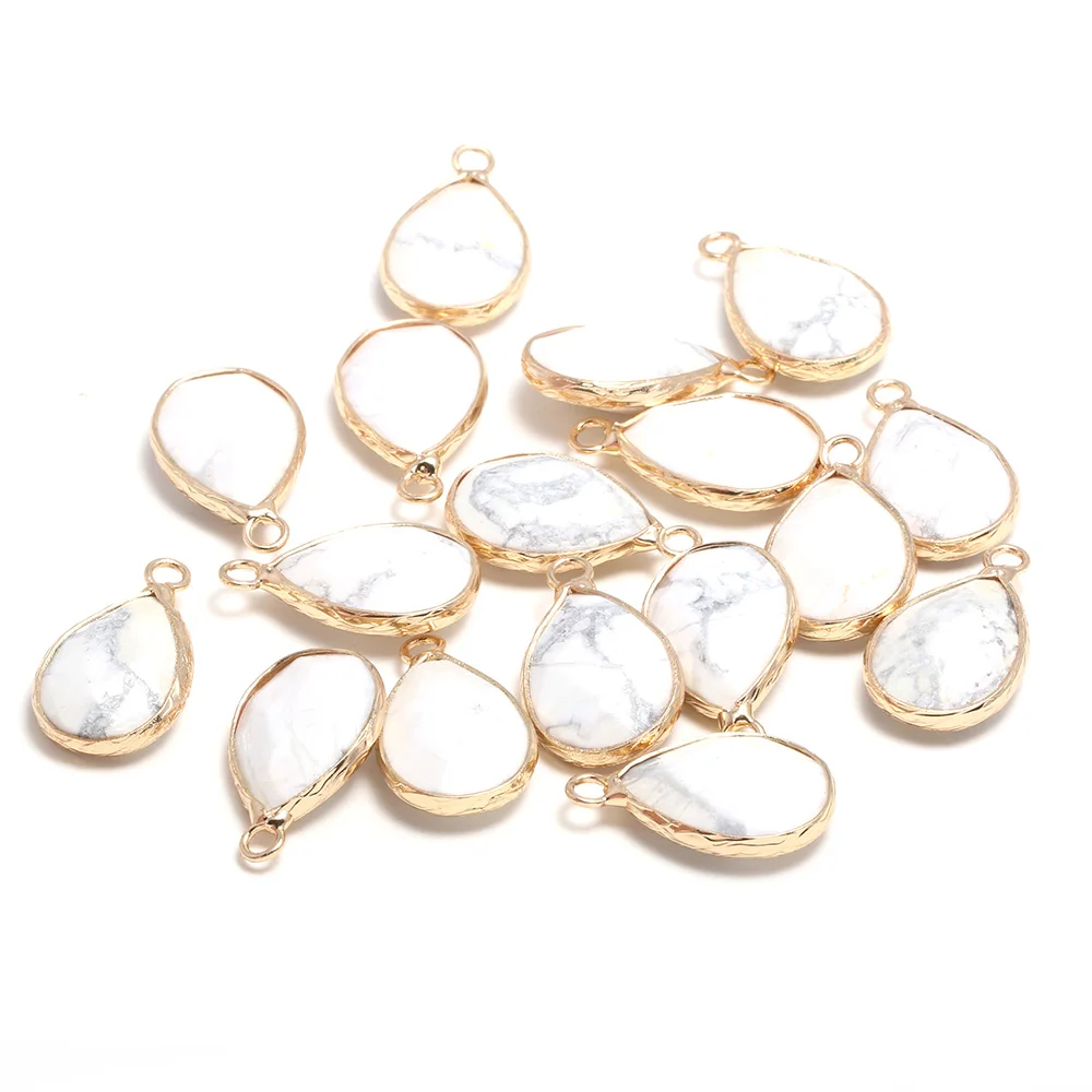 

Natural Stone Pendant White Turquoises Small Faceted Pendant for Fashion Jewelry Making DIY Earring Necklace 13x23mm