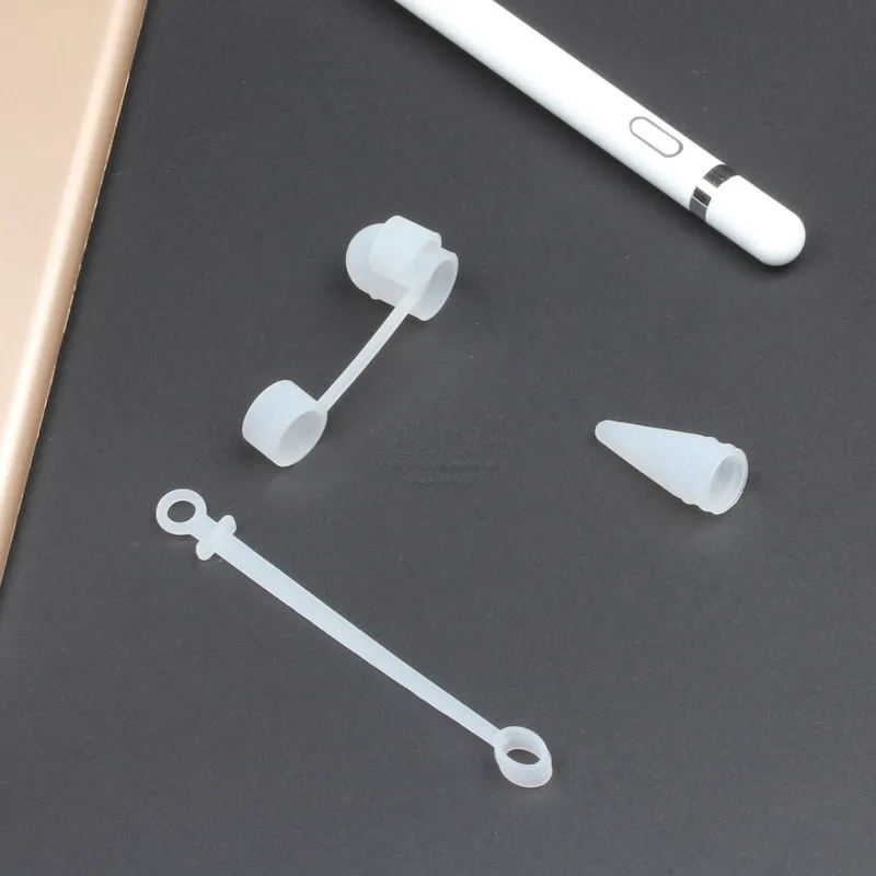 Прозрачный Мягкий силиконовый чехол-держатель для Apple Pencil cap с адаптером для кабеля, ремешок против потери для iPad, чехол-карандаш для планшета, набор для сенсорных ручек - Цвета: Прозрачный
