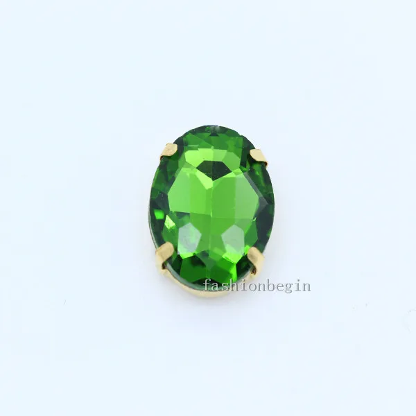 grass green Все размеры овальный 24 цветов стекло камень с плоской задней частью, пришить с украшением в виде кристаллов Стразы Драгоценности 4-бусины с отверстиями золото коготь Пряжка для свадебное платье - Цвет: grass green