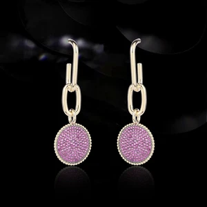 S925 New Silver Needle European And American Light Luxury Fashion Design Geometric Disc Earrings Metal Chain Splicing Earrings