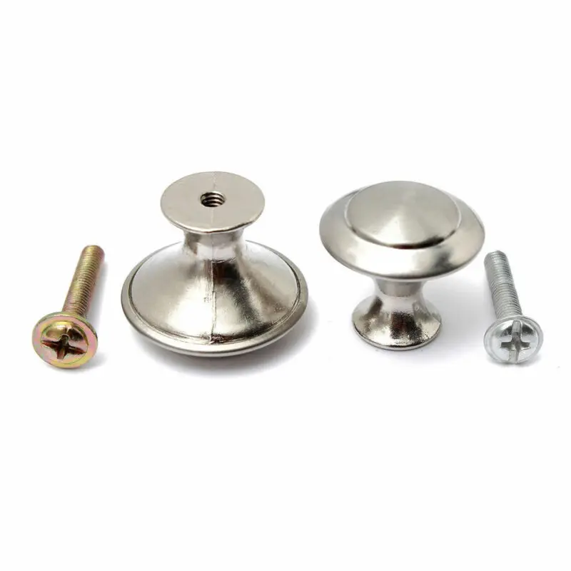 

4pcs Round Cabinet Knobs Stainless Steel Drawer Knobs Kitchen Cupboard Pull Handles Furniture Hardware Accessory With screws