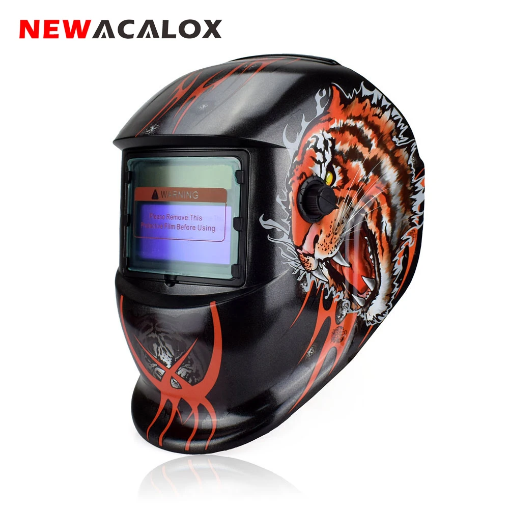 NEWACALOX Tiger Солнечная Авто Затемнение MIG MMA Сварочная маска сварочный шлем Сварка/измельчение/УФ/ИК сохранение для сварочного аппарата