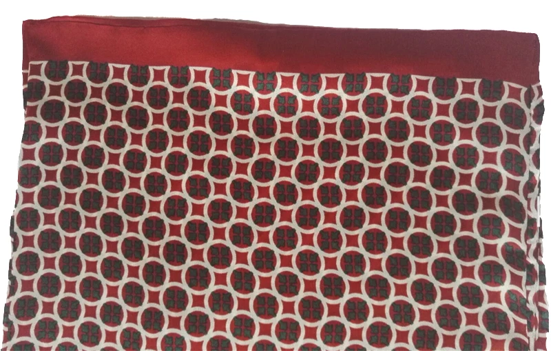 Men's 100%Mulberry Silk Scarf Double Layer Silk Long Neckerchief Floral Pattern Blue Red