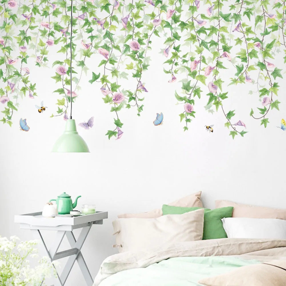 

Nordic Flowers Leaf Rattan Wall Stickers Home Decoration DIY Vinyl Murals Living Room Bedroom Sofa Background Wall Decor