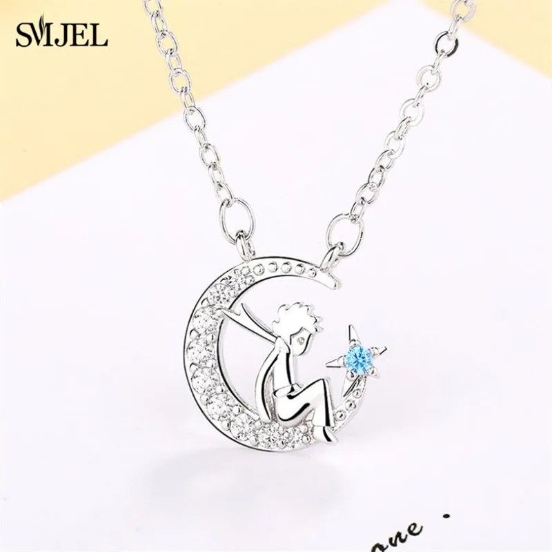 SMJEL Новый Круглый Маленький принц ожерелье Луна Звезда Кулон Le petit Prince модное из