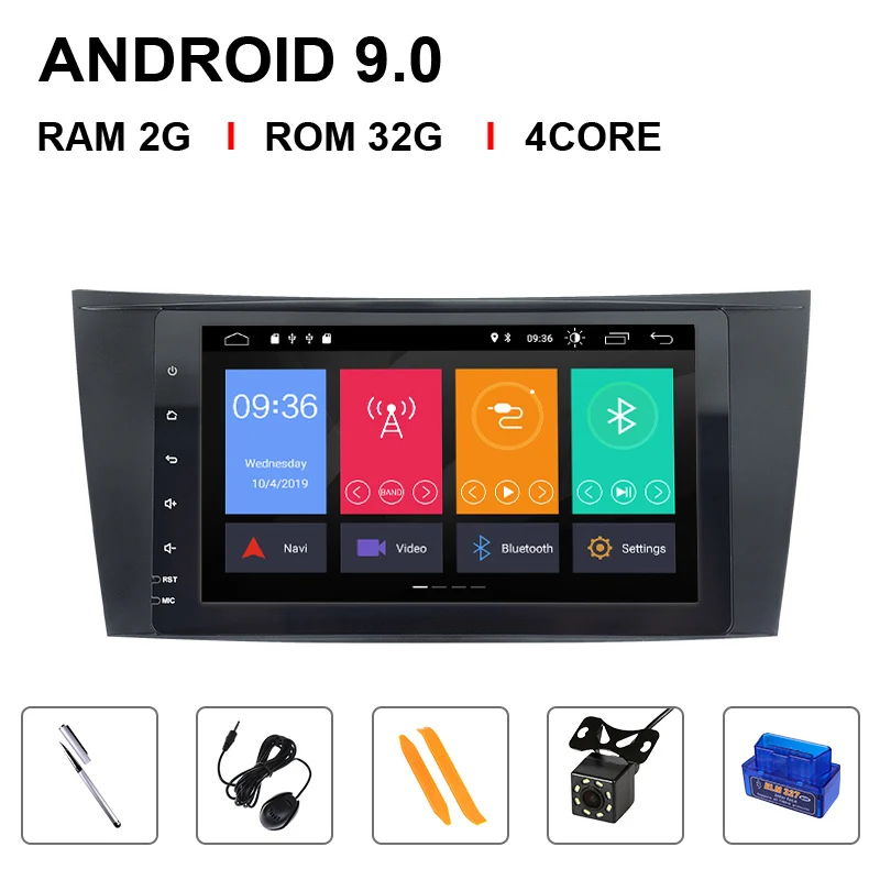 4 Core 32ROM OBD Cam Ips DSP 4G 2 din Android 9,0 автомобильный радиоприемник для Mercedes Benz E-class W211 E200 E220 E300 E350E240 E270 E280CLS класс W219 мультимедиа - Цвет: 4 Core 32ROM OBD Cam