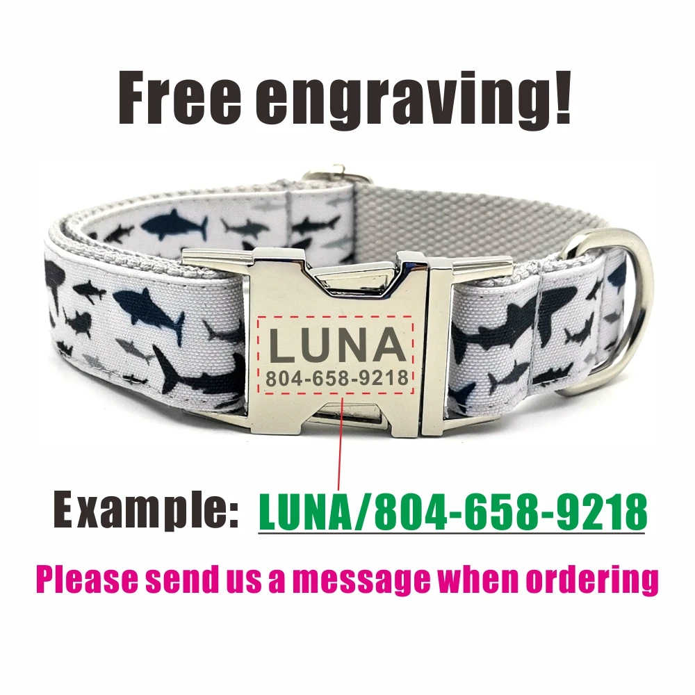Персонализированный ошейник для домашних животных Морская рыба прочный